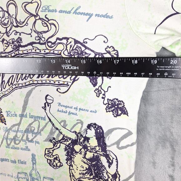 Cactus Bay Top Medium Vintage Y2K Chardonnay Wine Rhinestones All Over Print - Picture 4 of 7